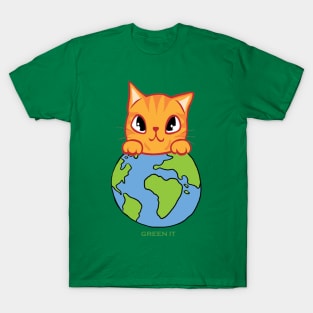 Green It! A cute cat design on shirts, hoodies, Mugs, phone and laptop covers T-Shirt